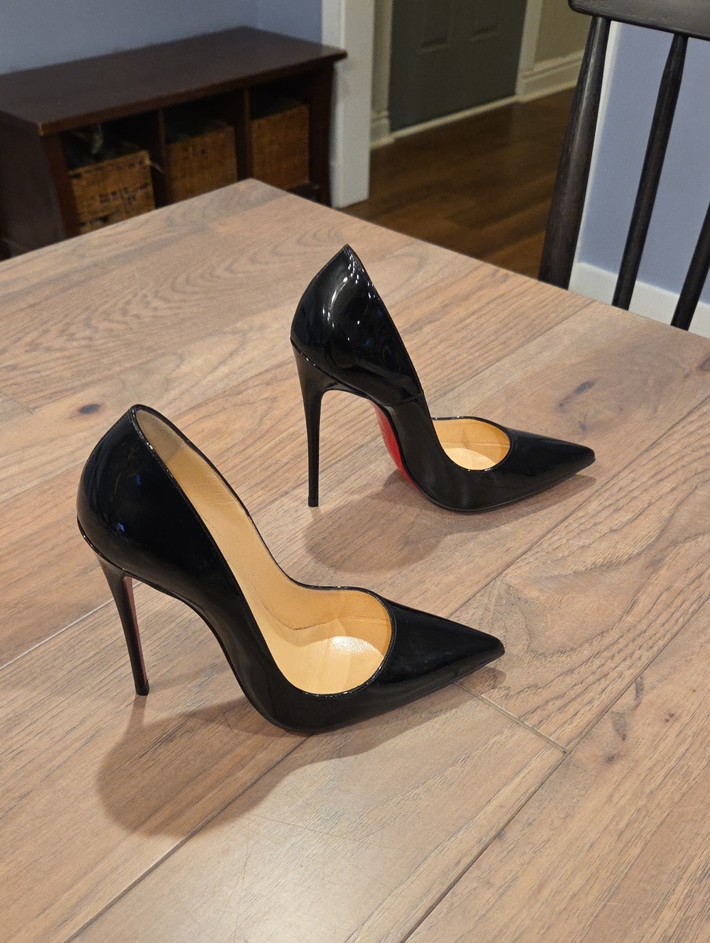 Christian Louboutin Black Patent Leather Pointed Toe Stiletto Heels